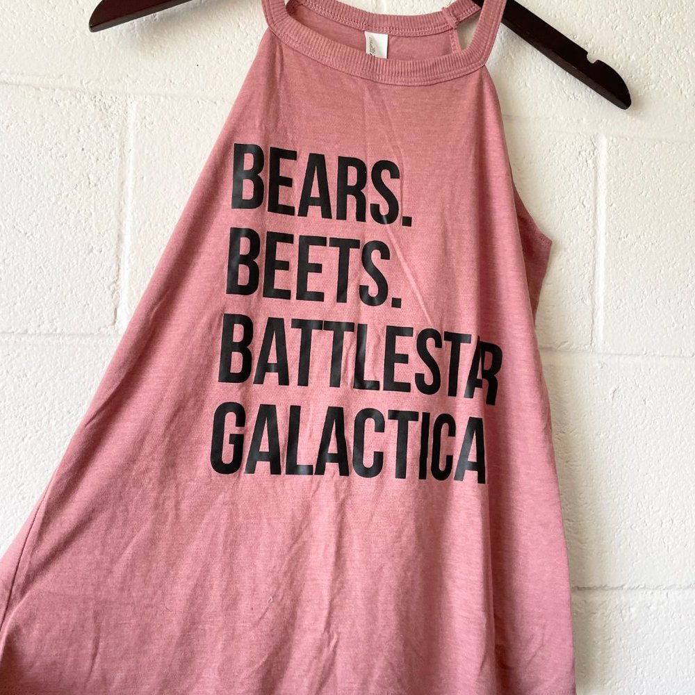 The Office Dwight Schrute Bears Beets Battle Star Galactica Tank Top Women's XS - Picture 2 of 4